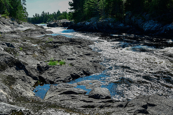 Looking up Split Rock Falls from Chatterton Lake to Keats Lake