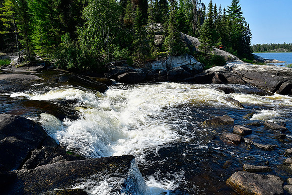 The rapids next to the Have a Smoke Portage from Keats Lake to Shelley Lake
