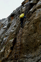 The chain ladders to the top of the escarpment