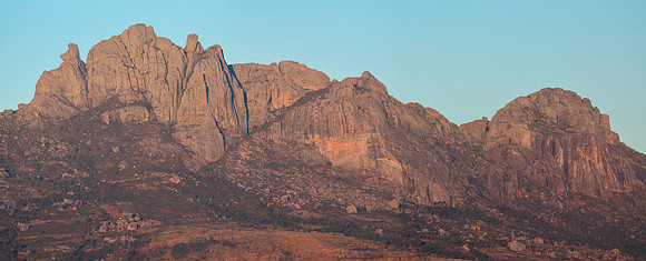 Sunrise on the Ampiadianombilahy Massif from above the Andringitra National Park information centre near Namoly