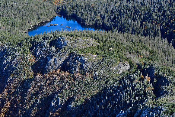 The largest of the Lacs aux Bouleaux from Pic de l'Aube, Parc de la Gaspésie