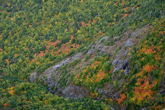 Looking down from Summit No. 1 on the Sentier de l'Acropole des Draveurs, Parc des Hautes-Gorges-de-la-Rivière-Malbaie