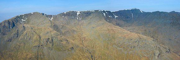 Dollywaggon Pike, Nethermost Pike and Helvellyn from St. Sunday Crag's southwest ridge, Lake District National Park
