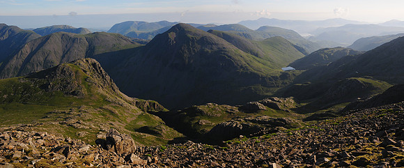 Great Gable and Styhead Tarn from Scafell Pike. Lake District National Park