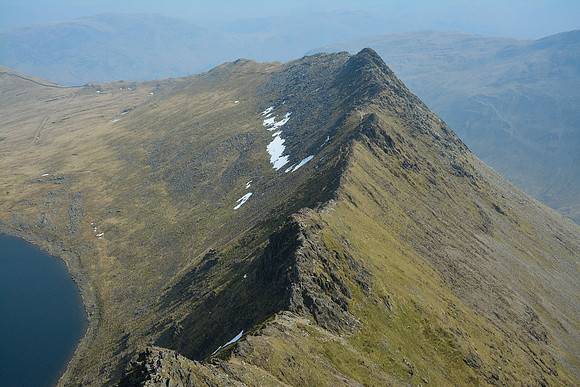 Looking down on Striding Edge from Helvellyn, Lake District National Park