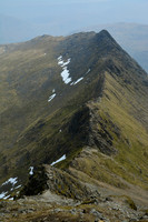 Looking down on Striding Edge from Helvellyn, Lake District National Park