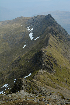 Looking down on Striding Edge from Helvellyn, Lake District National Park