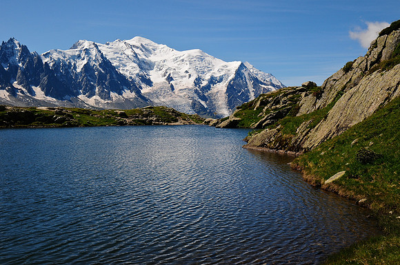 Mont Blanc seen from Lac des Chéserys