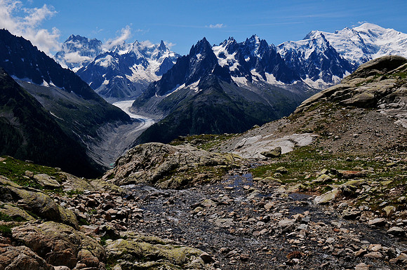 Mont Blanc and the Aiguilles from near Lac des Chéserys