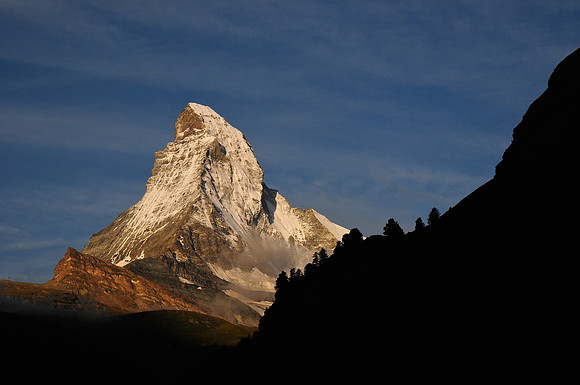 Sunrise on the Matterhorn, from the Kirchstrasse bridge