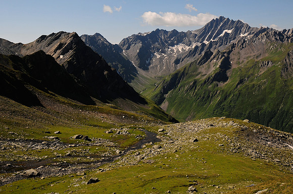 Looking back towards the Dranse de Ferret on the way up to the Col du Névé de la Rousse