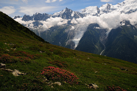 Mont Blanc at top right, above Les Houches