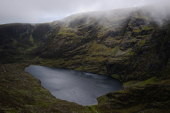 Lough Erhogh from Mangerton Mountain's north ridge, County Kerry