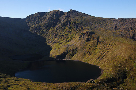 Caher and Coomloughra Lough from Skregmore's West Top, MacGillycuddy's Reeks, County Kerry