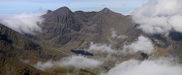 Carrauntoohil and Beenkeragh from the summit of Cruach Mhór, MacGillycuddy's Reeks, County Kerry