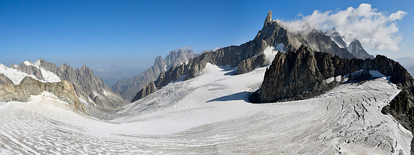 The Dent du Géant and the Glacier du Géant from the summit of Punta Helbronner