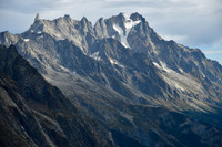 The Dent du Géant, the Dôme de Rochefort and Les Grandes Jorasses viewed on the ascent of Mont Fortin