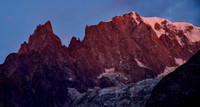 The Aiguille Noire de Peuterey and Mont Blanc before sunrise from Entrèves