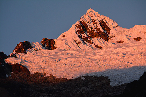 Sunrise on Nevado Tayapampa from Tayapampa camp