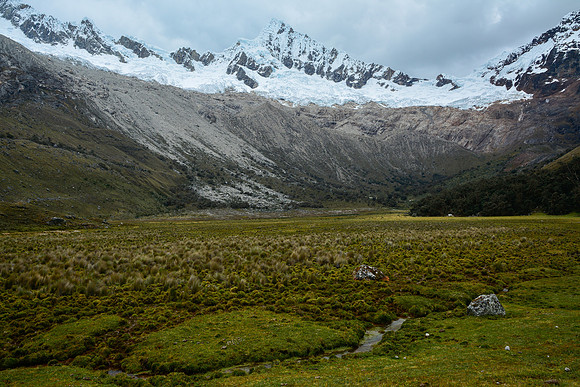Alpamayo from the meadow below Arhueycocha