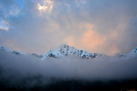 Sunset behind Alpamayo, from the meadow below Arhueycocha