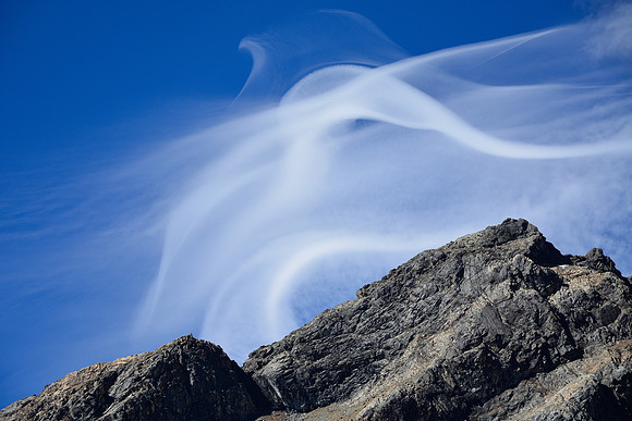 Clouds during the climb to Caracara Pass