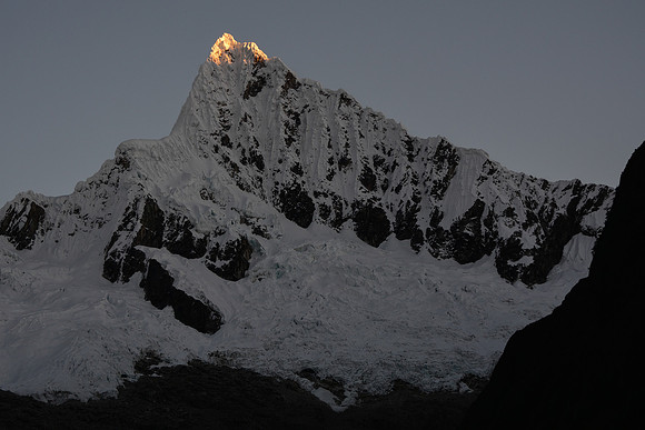 First light on Alpamayo, from Taullipampa