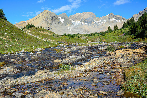 Looking up Cataract Creek with Cataract Pass on the left
