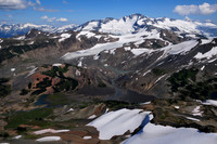 The Cinder Cone, Helm Glacier and Castle Towers Mountain from the Black Tusk's south summit