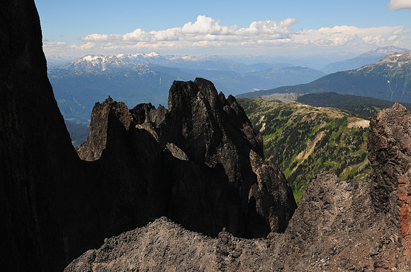 The base of the Black Tusk's summit block