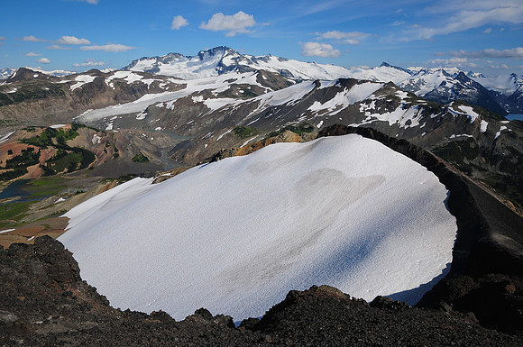 Looking southeast from the base of the Black Tusk's summit block