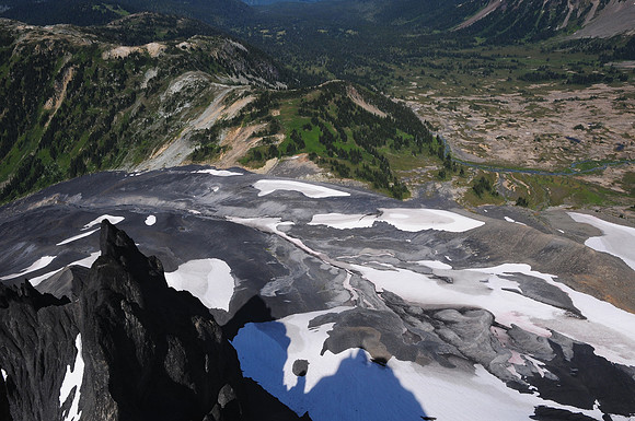 Looking down from the Black Tusk's south summit