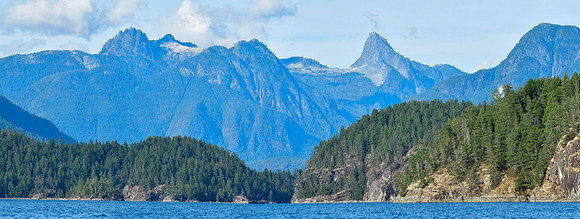 Mount Aiken and Mount Denman from just west of West Cumre Island