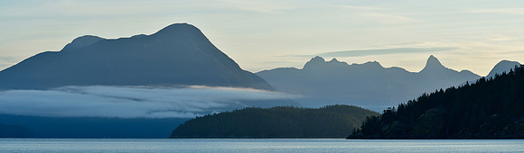 Mount Addenbrooke, Mount Aiken and Mount Denman from Feather Cove
