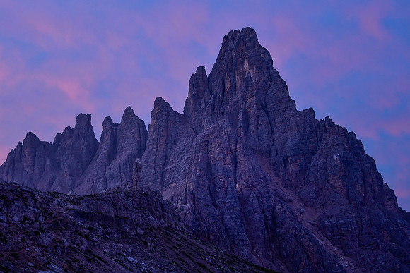 Monte Paterno before sunrise from Rifugio Locatelli