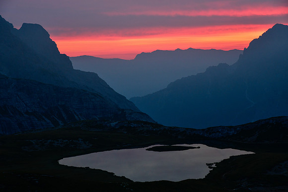 Laghi dei Piani before sunrise from Rifugio Locatelli