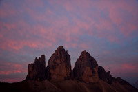 The Tre Cime di Lavaredo before sunrise from Rifugio Locatelli