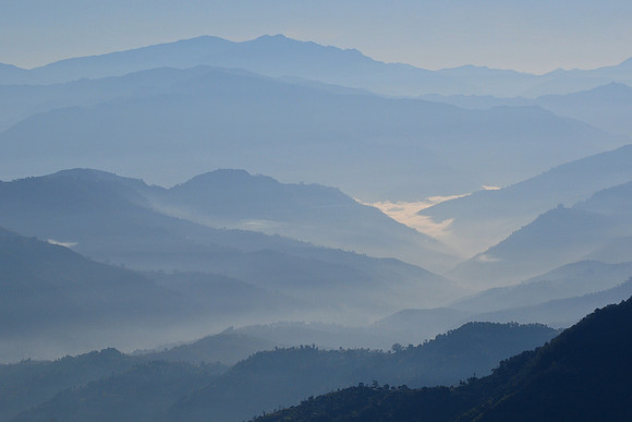 Sunrise over the foothills of the Himalaya, from Nagarkot