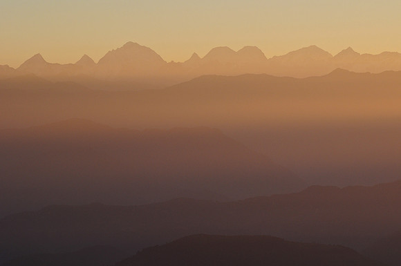 Sunrise over the Himalaya, from Nagarkot
