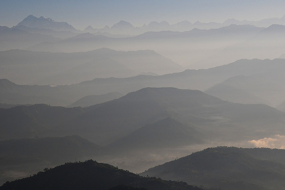 Sunrise over the foothills of the Himalaya, from Nagarkot