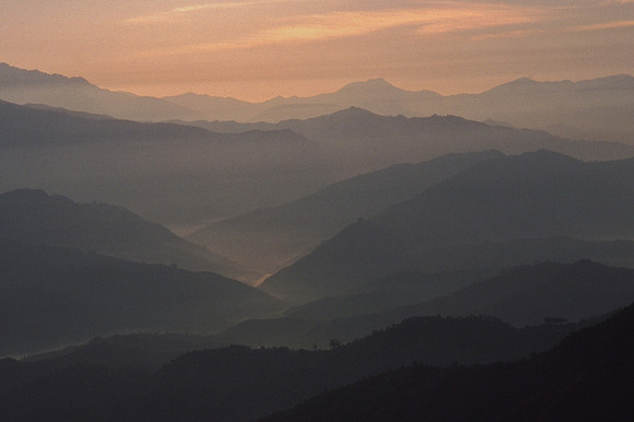 Sunrise over the foothills of the Himalaya, from Nagarkot