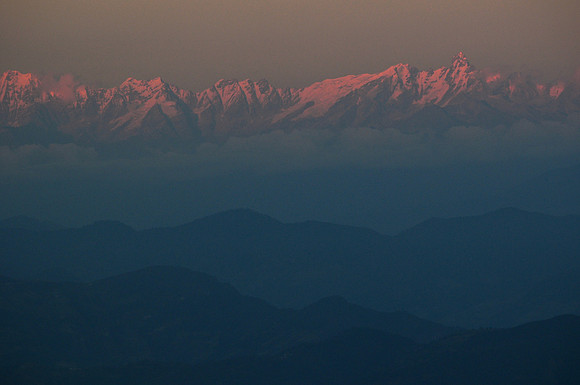 Sunrise over the Himalaya, from Nagarkot