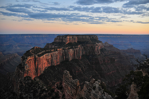 Wotan's Throne at sunset from Cape Royal, North Rim