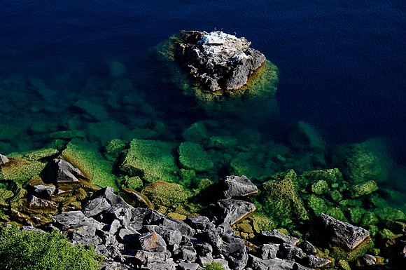 Looking down from Cave Point