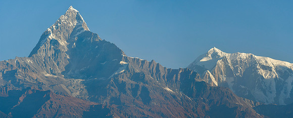 Machapuchare and Annapurna IV from the ridge south of Phewa Lake
