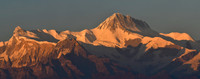 Sunset on Annapurna IV and Annapurna II from the ridge south of Phewa Lake