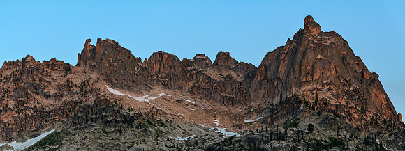 Warbonnet Peak's northeast ridge from Upper Baron Lake, Sawtooth Wilderness