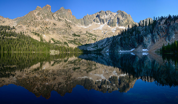 Sevy Peak, the Arrowhead and Mount Cramer from Upper Cramer Lake, Sawtooth Wilderness