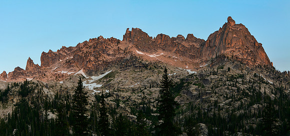 Warbonnet Peak's northeast ridge from Upper Baron Lake, Sawtooth Wilderness