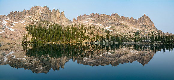 Monte Verita and Warbonnet Peak's northeast ridge from Upper Baron Lake, Sawtooth Wilderness